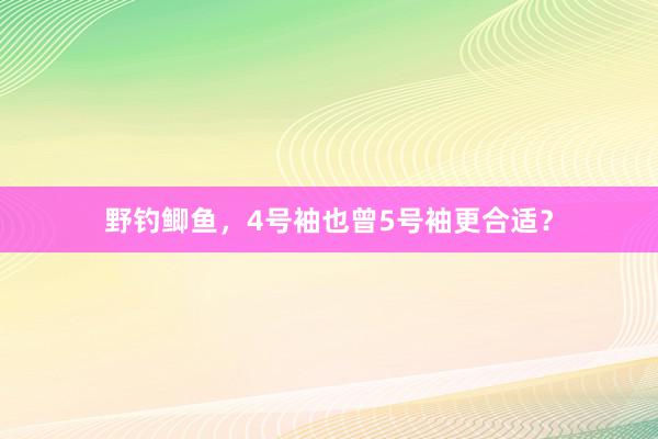 野钓鲫鱼，4号袖也曾5号袖更合适？